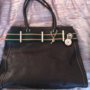 Gucci Brown Pebbled Leather Top Handle Large Tote
